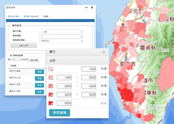 歷史淹水資料統計面量圖功能展示圖